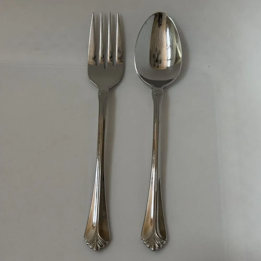 2pc Towle Santa Barbara Salad Fork + Teaspoon Stainless Glossy 18/8 Korea